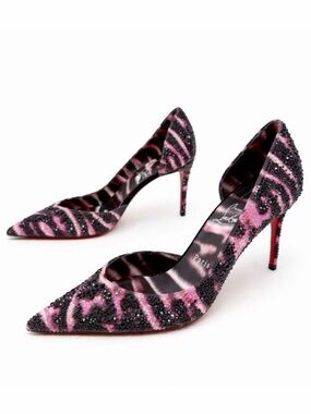 Christian Louboutin Iriza Strass Quagga D’Orsay Heels Womens Size EU 39